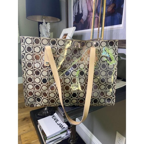 (Sold) Ferragamo PVC Plastic Logo Beach Tote Bag - Picture 8 of 12